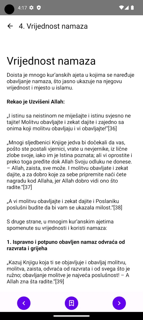 Prikaz ekrana aplikacije Namaz radost oka moga (2)