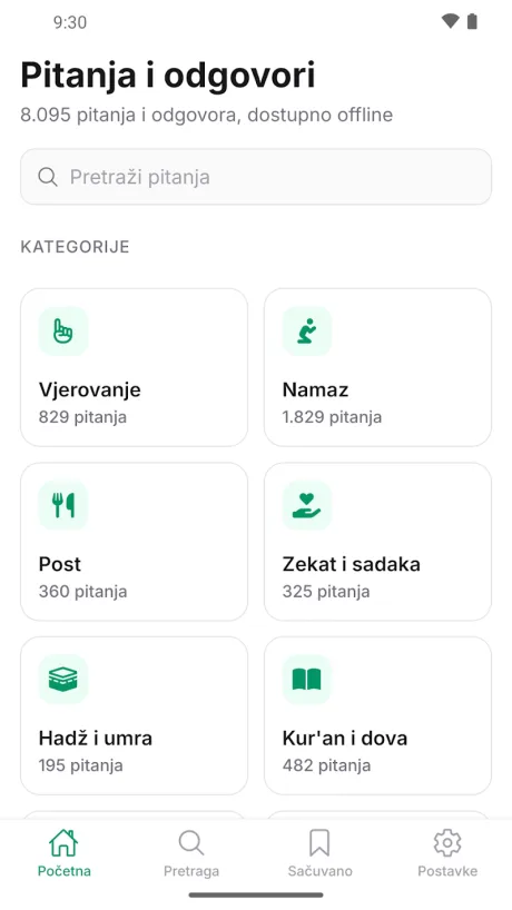 Prikaz ekrana aplikacije Pitanja i odgovori (2)