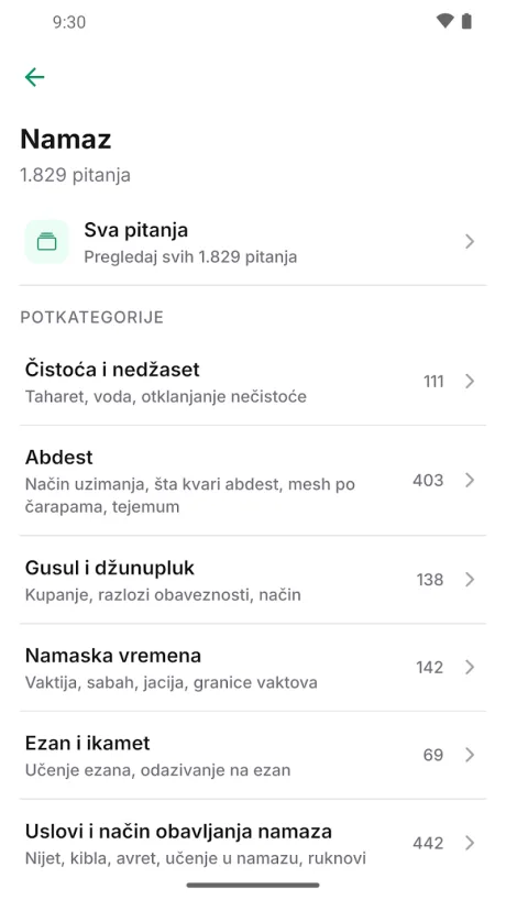 Prikaz ekrana aplikacije Pitanja i odgovori (3)