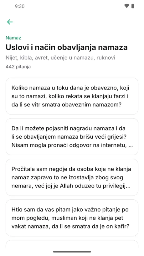Prikaz ekrana aplikacije Pitanja i odgovori (4)