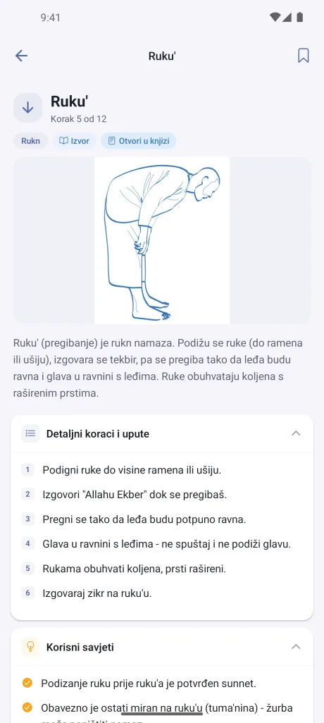 Prikaz ekrana aplikacije Vodič za namaz (2)