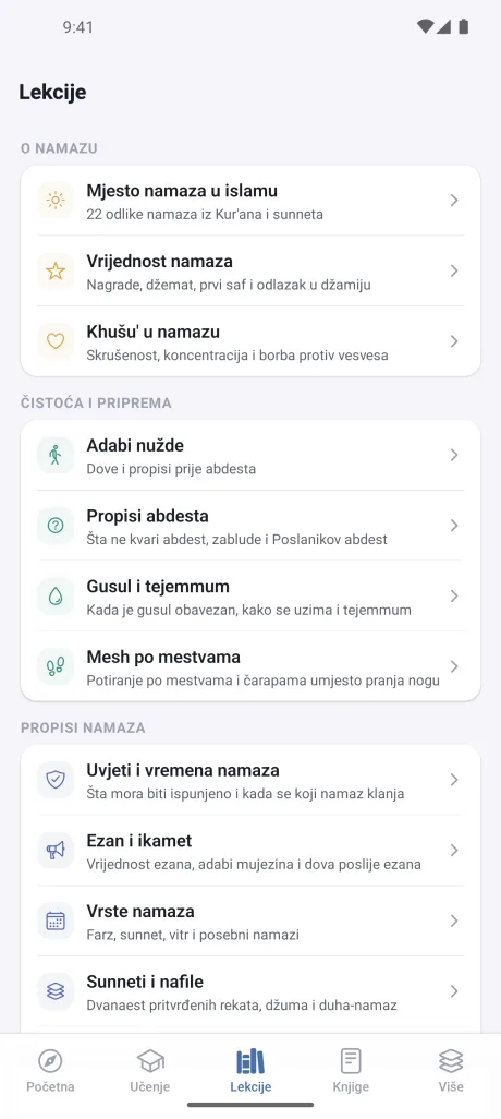 Prikaz ekrana aplikacije Vodič za namaz (4)