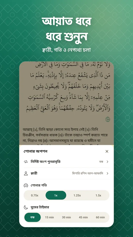 আয়াত ধরে ধরে শুনুন. ক্বারী, গতি ও নেপথ্যে চলা