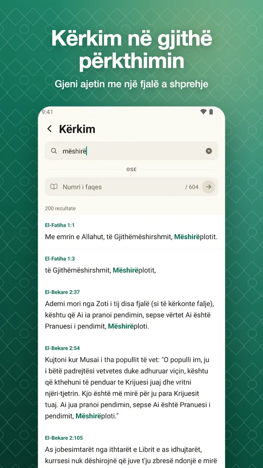 Kërkim në gjithë përkthimin. Gjeni ajetin me një fjalë a shprehje